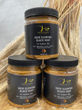 Load image into Gallery viewer, SKIN GLOWING BLACK SOAP W/KOJIC ACID DIPALMITATE  NIACINAMIDE AHA FRUIT & MORE
