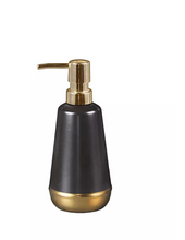 Load image into Gallery viewer, 3-Pc bath accessory set in black and gold.