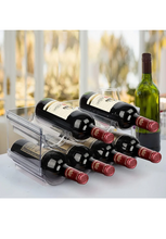 Load image into Gallery viewer, Stackable Plastic  6 Bottle Refrigerator Wine Rack - Kitchen Storage Organizer for Champagne, Wine or Water Bottles -
