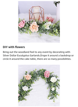 Load image into Gallery viewer, DearHouse Faux Eucalyptus Garland Plant, 2 Pack Artificial Vines Hanging Eucalyptus Leaves
