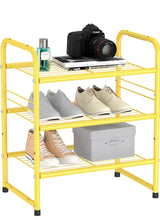 Load image into Gallery viewer, Sturdy Shoe Rack Shelf for Closet Metal Stackable Narrow Shoe Organizer, Heavy Duty Small Storage Shelves, 3-Tier.