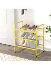 Load image into Gallery viewer, Sturdy Shoe Rack Shelf for Closet Metal Stackable Narrow Shoe Organizer, Heavy Duty Small Storage Shelves, 3-Tier.