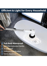 Load image into Gallery viewer, Electric Spin Scrubber - Cordless Cleaning Brush with Digital Display, 2 Speeds, 8 Brush Heads, IPX7 Waterproof, Adjustable Long Handle for Bathroom, Tub, Tile, Shower, and Car