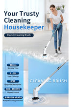 Load image into Gallery viewer, Electric Spin Scrubber - Cordless Cleaning Brush with Digital Display, 2 Speeds, 8 Brush Heads, IPX7 Waterproof, Adjustable Long Handle for Bathroom, Tub, Tile, Shower, and Car