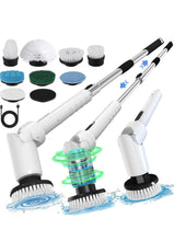 Load image into Gallery viewer, Electric Spin Scrubber - Cordless Cleaning Brush with Digital Display, 2 Speeds, 8 Brush Heads, IPX7 Waterproof, Adjustable Long Handle for Bathroom, Tub, Tile, Shower, and Car
