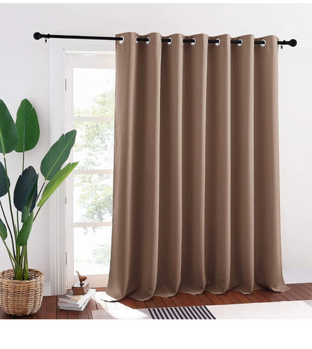 RYB HOME Hanging Room Divider - Wide Large Grommet Window Curtains for Sliding Glass Door/Doorway, Thermal Blackout Blind Sunlight/UV/Privacy Protection, Wide 100 in x Long 95 inch, Cappuccino