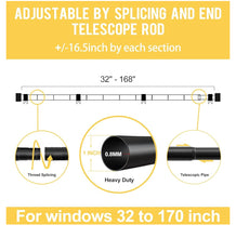 Load image into Gallery viewer, Zeerobee Curtain Rods for Windows 32 to 168, 1 Inch Black Curtain Rod Set, Heavy Duty Drapery Rods with Adjustable Curtain Rods, Outdoor Modern Curtain Rod with Simple End Caps, 32&quot;-168&quot;, Black( living room)