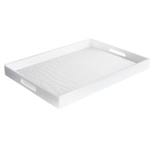 Load image into Gallery viewer, American Atelier Alligator Rectangle Serving Tray with Handles, 14x19, white