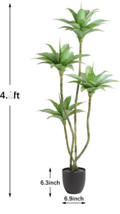 Artificial Trees Faux Water Lilies with 4 Heads in Pot 4 Ft Fake Tree Greenery Plants for Outdoor Indoor Decor