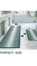 Load image into Gallery viewer, Bathroom Rugs and Mats Sets, 2 Piece Thick Absorbent Chenille Bath Mat Rug Set Non Slip, Soft Shaggy Bath Room Floor Mats for Bathroom, Machine Washable (22&quot; x 60&quot; Plus 20&quot; x 3O&quot;, Green)