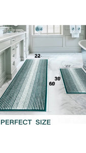 Bathroom Rugs and Mats Sets, 2 Piece Thick Absorbent Chenille Bath Mat Rug Set Non Slip, Soft Shaggy Bath Room Floor Mats for Bathroom, Machine Washable (22" x 60" Plus 20" x 3O", Green)