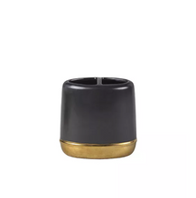 Load image into Gallery viewer, 3-Pc bath accessory set in black and gold.