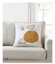 Load image into Gallery viewer, Herringbone Pumpkin Decorative Pillow, 20&quot; x 20&quot;.