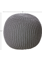 Load image into Gallery viewer, Round Knit Pouf - Hand Woven Cotton Dark Grey.