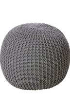 Load image into Gallery viewer, Round Knit Pouf - Hand Woven Cotton Dark Grey.