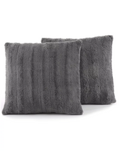 Load image into Gallery viewer, Reversible Faux Fur 2-Pack Decorative Pillow, 18&quot; x 18&quot; Grey