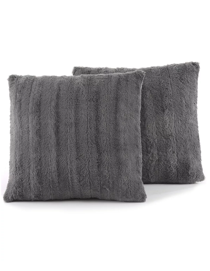 Reversible Faux Fur 2-Pack Decorative Pillow, 18