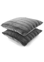 Load image into Gallery viewer, Reversible Faux Fur 2-Pack Decorative Pillow, 18&quot; x 18&quot; Grey