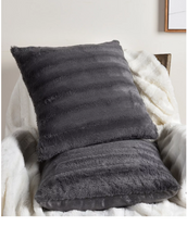 Load image into Gallery viewer, Reversible Faux Fur 2-Pack Decorative Pillow, 18&quot; x 18&quot; Grey