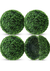 2 Pcs Artificial Plant Topiary Ball 2 Layers Garden Spheres Boxwood Balls