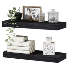 Load image into Gallery viewer, Black Bathroom Shelves Floating Shelves for Wall Shelf Over Toilet Small Wall Mounted Modern Farmhouse 16 inch Set of 2