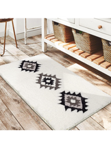 Load image into Gallery viewer, Set of 2 Boho Bathroom Rugs Black White Bath Mat Non Slip Moroccan Geometric Bath Rug Luxury Soft Absorbent Carpet for Bathroom.