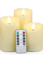 Load image into Gallery viewer, Flickering Flameless Candle Battery Operated Candle LED Pillar Candles with Remote Control and Timer for Romantic Ambiance and Home Decoration Set of 3