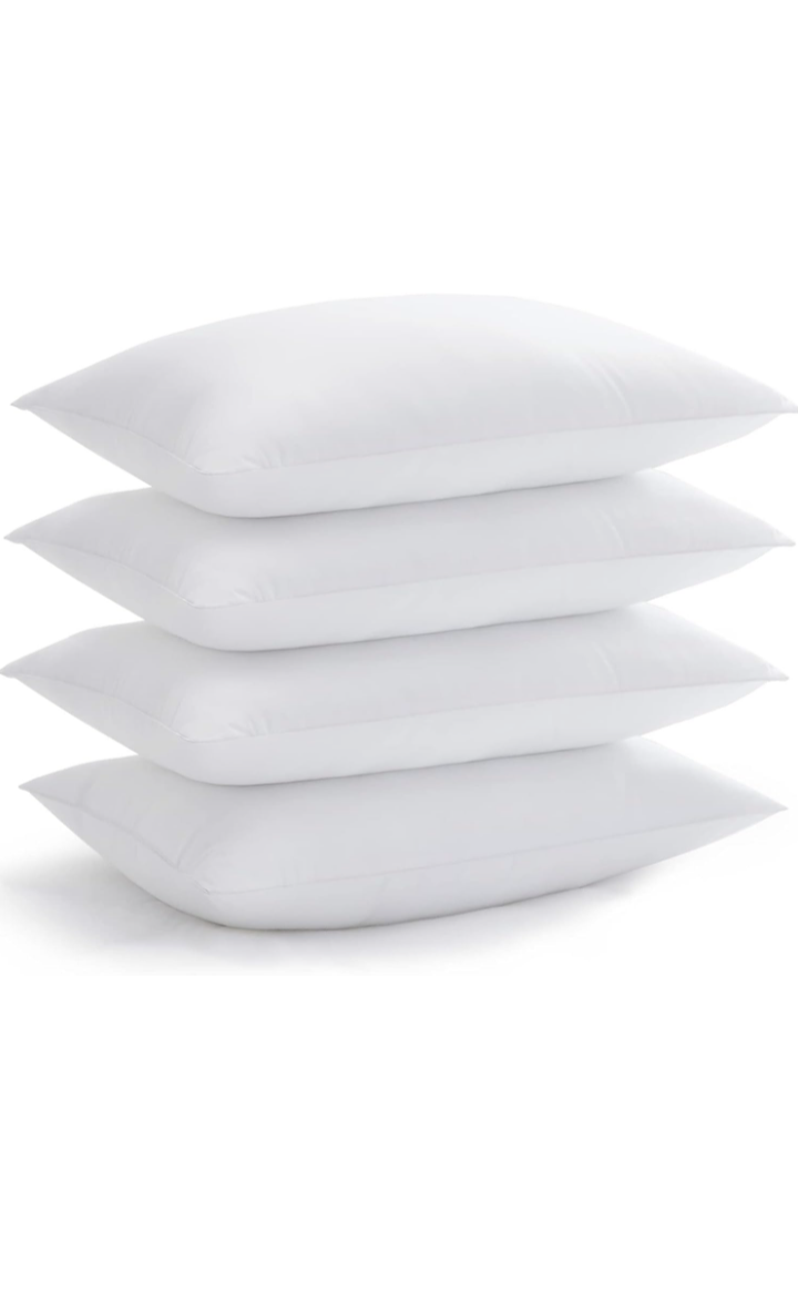 Fluffy Soft Bed Pillows Standard Size Set of 4 Pack for Sleeping 20x26inches Skin Friendly Machine Washable