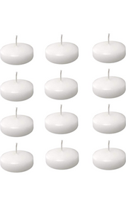 Floating Candles, 3 inch White Dripless Wax Burning Candles.