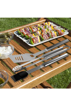 Load image into Gallery viewer, Home-Complete BBQ Accessories – 16PC Grill Set with Spatula, Tongs, Skewers, Case – Barbecue Tools for Father’s Day, Wedding, Anniversary, 16 pc, Silver