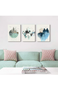 Abstract Mountain in Daytime Canvas Prints Wall Art Paintings Abstract Geometry Wall Artworks Pictures for Living Room Bedroom Decoration, 12x16 inch/piece, 3 Panels