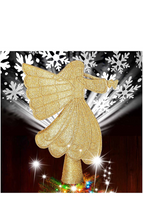 Load image into Gallery viewer, Christmas Tree Topper, Golden Angel Tree Topper with 3D Rotating White Snowflakes Projector, Glitter Lighted Tree Topper for Xmas Tree Topper, Christmas Decorations Gift