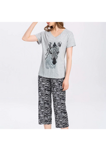 ENJOYNIGHT Women's Sleepwear Tops with Capri Pants Pajama Sets