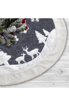 Load image into Gallery viewer, 7Felicity Christmas Tree Skirt, Fur Rustic White Xmas Tree Skirt,Snowy Christmas Trees Mat (36 inches, Two Deers)