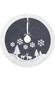 7Felicity Christmas Tree Skirt, Fur Rustic White Xmas Tree Skirt,Snowy Christmas Trees Mat (36 inches, Two Deers)