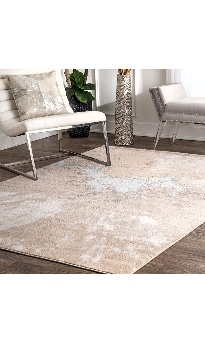 Abstract Area Rug, 3' x 5', Beige