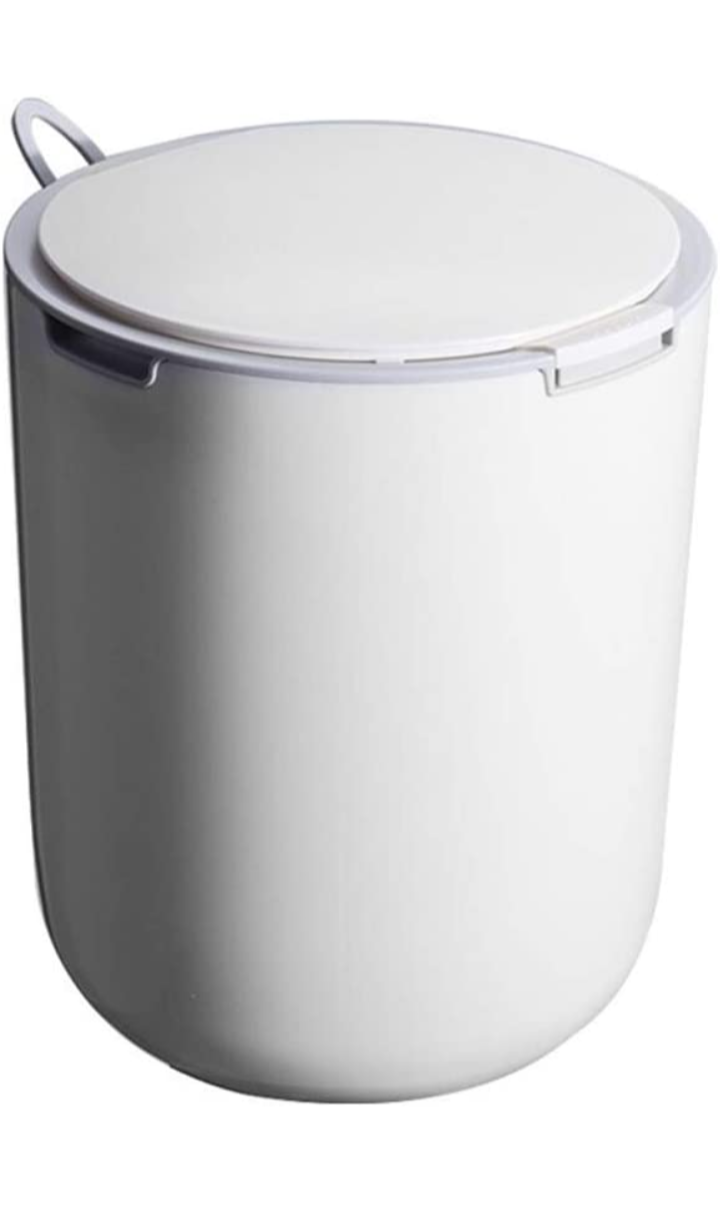 Joybos smart touch less motion sensor Trash Cans , Household Garbage Can with Lid,Kitchen,Bedroom,Office Paper Basket, White Trash Bin .