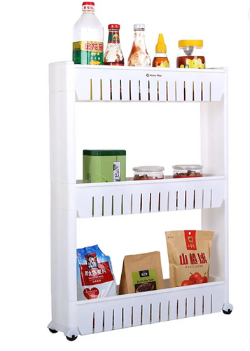 Home-Man Laundry Room Organizer, Mobile Shelving Unit Organizer with 3 Large Storage Baskets, Gap Storage Slim.