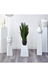 Nearly Natural sansevieria with black planter. (New)