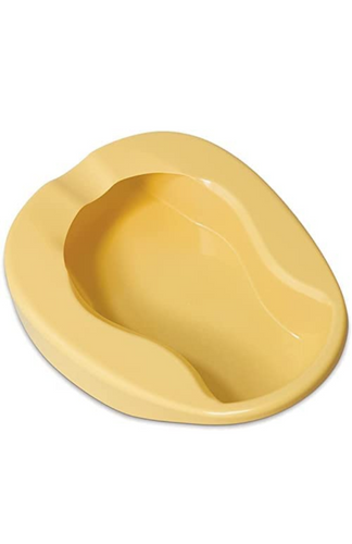 Durable Conventional Plastic Bed Pan with Contoured Shape for Added Comfort, Made from Heavy-Duty Plastic, Convenient and Easy to Clean, Adult Size, Light Yellow