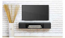 Load image into Gallery viewer, Floating TV stand shelf, wall mounted entertainment center media console component under tv, tv media console shelf with storage black.