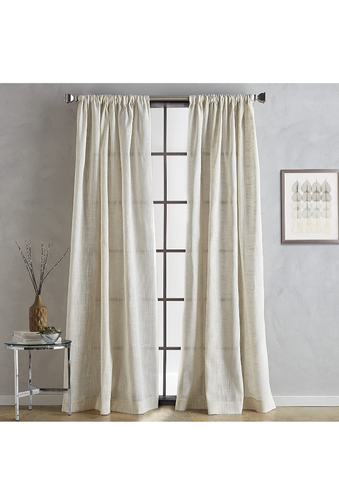 DKNY Classic Linen Beige Blackout Lined Window Curtains for Living Room Rod Pocket Panel Pair, 50 x 96 inch, Natural