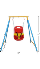 Load image into Gallery viewer, KLB Sport Baby Toddler Indoor/Outdoor Metal Swing Set (Blue, Red, Yellow)