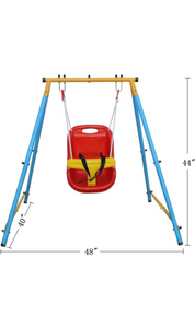 KLB Sport Baby Toddler Indoor/Outdoor Metal Swing Set (Blue, Red, Yellow)