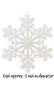 10 Pieces Large Snowflakes Ornaments 12'' Glittered Snowflakes Decorations Christmas Hanging Snowflake Decorations for Winter Christmas Tree Decorations Craft Snowflakes (White)