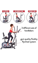 Load image into Gallery viewer, Body Champ 3-in-1 Home Gym, Upright Exercise Bike, Elliptical Machine &amp; Recumbent Bike, Trio Trainer Exercise Machine Plus Two Upper Body Options, Silver, BRT7989
