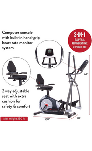 Body Champ 3-in-1 Home Gym, Upright Exercise Bike, Elliptical Machine & Recumbent Bike, Trio Trainer Exercise Machine Plus Two Upper Body Options, Silver, BRT7989 parts