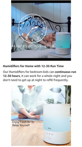 Humidifiers for Bedroom Large Room: 2.5L Top Fill Cool Mist Humidifiers for Home Kids Baby Nursery with Night Light | Ultrasonic Air Humidifier with Essential Oil Diffuser 28dB Whisper Quiet Adjustable Mist Auto Shut Off 12-30H Run Time