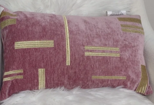 Liana Metallic Block Lurex Embroidered Chenille Pillow 12X20