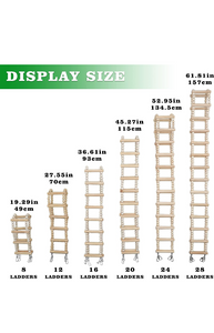 Bird Wooden Ladder Bridge, Pet Hamster Climbing Ladder Toys, Ladders Swing Toys, Wood Climbing Ladders for Bird Parrot Hamster Squirrel Totoro Sugar Gliders (28 Ladders)(61.81x3.14 Inches)